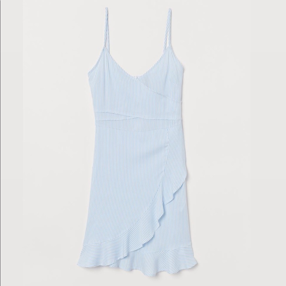 Flounce-trimmed wrap dress